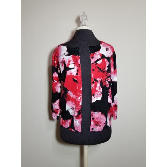 Joseph Allen Cardigan Sweaters NWT Women Size Medium Red Black Blue x2 - Picture 8 of 12